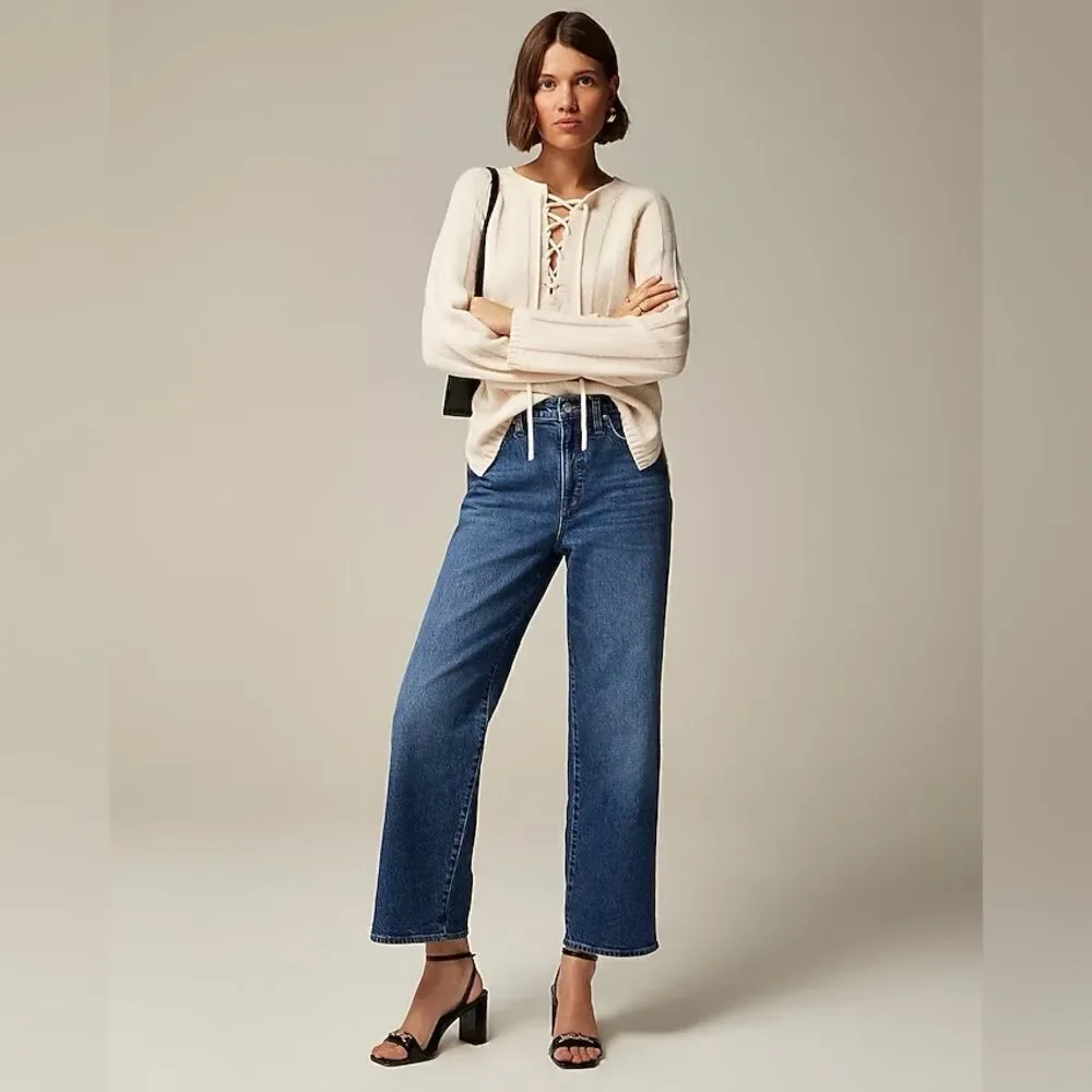 NWT J CREW High-rise slim wide jean in 1996 semi-stretch in dark wash